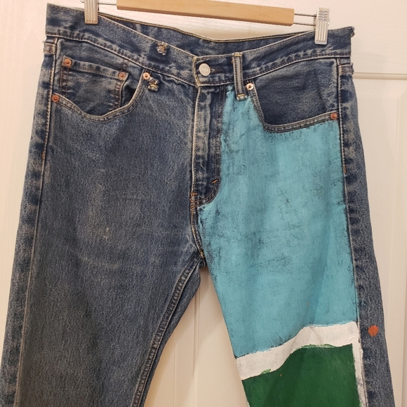 Levi's 505 custom painted size 32×30 - Picture 3 of 14